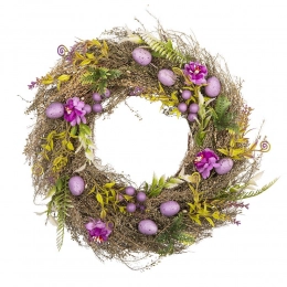 Венок с бордовыми яйцами 30x30x8 см