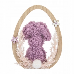 Boucle purple rabbit in wooden egg 11x2x14 cm