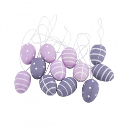Set of 12 egg pendants purple mix