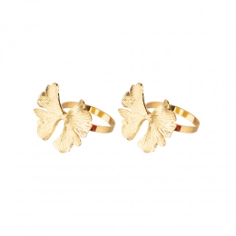 Set of 2 napkin rings, ginkgo design, in a PVC packaging