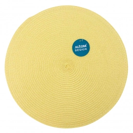Straw table coaster PP 38 cm lemon