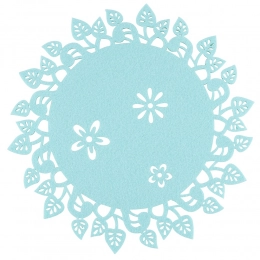 Фетровый коврик мятного цвета с дизайном листьев 30x30x0,3 см