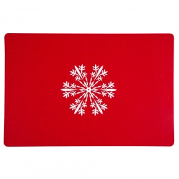 Rectangular felt placemat, 30x45 cm, red snowflake decoration