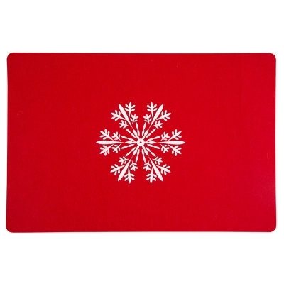 
                                            Rectangular felt placemat, 30x45 cm, red snowflake decoration
                                            