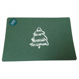 Rectangular felt placemat, 30x45 dec. green Christmas tree