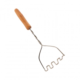 Potato masher with wooden handle