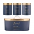 Set with bread bin and 3 containers, matte navy blue color with gold-toned lid