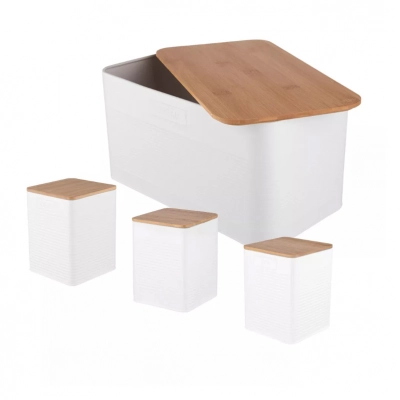 
                                                Set with bread bin and 3 containers, white loft color
                                                