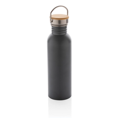 
                                                Modern stainless steel bottle with bamboo lid
                                                