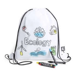 RPET drawstring bag for colouring, crayons