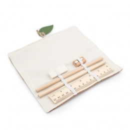 Школьный набор, корковый пенал, карандаш, шариковая ручка, линейка, ластик и точилка | Clark