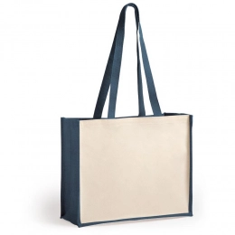 Laminated jute shopping bag with laminated cotton element