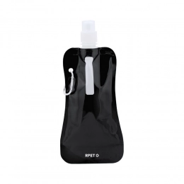 Drinkware. RPET foldable water bottle 400 ml with carabiner clip