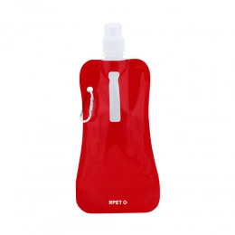Drinkware. RPET foldable water bottle 400 ml with carabiner clip