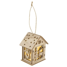 Деревянный рождественский дом с подсветкой 