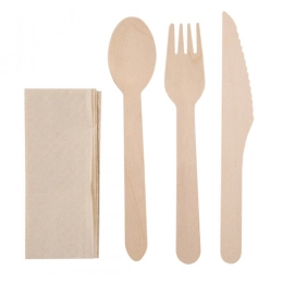 WOODEN CUTLERY SET 4 PCS COMPLEC