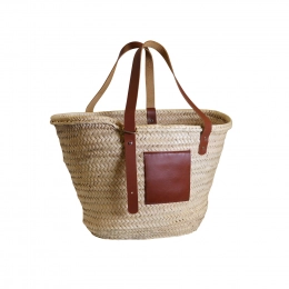 Basket with leather handles