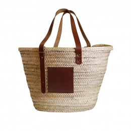 Large basket with leather handles