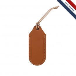 Leather luggage tag holder.