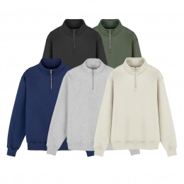 Organic cotton sweatshirt with zipper. 340g
