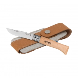 Opinel Inox No 08 pocket knife in a belt pouch