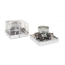 CANDLE-HOLD.GREY GLASS  d=55 - h=65 mm