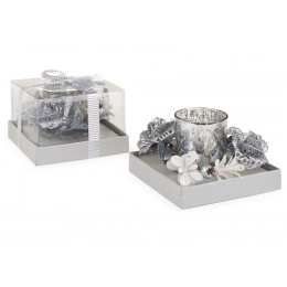 CANDLE-HOLD.SILVER GLASS  d=55 - h=65 mm