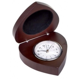 CLOCK IN WOOD HEART-SHAPED CASE