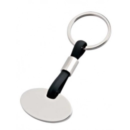 KEYCHAIN OVAL PVC PLATE BLACK