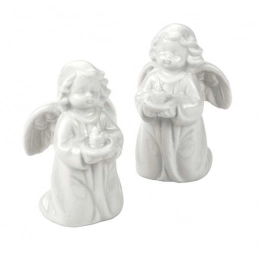SET 2 pcs WHITE PORCELAIN ANGELS -h 98mm