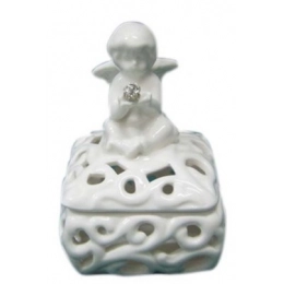 SQUARE PORCELAIN ANGEL TRINKET BOX 70x70