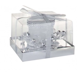 CANDLE-HOLD.WHITE GLASS  d=55 - h=65 mm