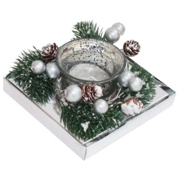 Стеклянная свеча серебристого цвета