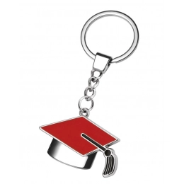 KEYCHAIN MORTARBOARD BLACK AND RED