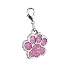 PENDANT PAW GLITTER PINK - D=25 mm