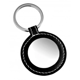 KEYCHAIN ROUND BLACK LEATHER