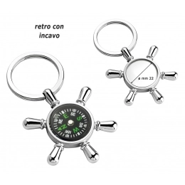 KEY RING BOAT'S WHEEL WITH COMPASS