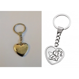 KEYCHAIN HEART WITH ANGELET- NO BOX