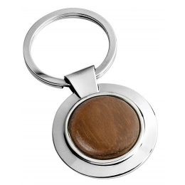 KEY RING ROUND WITH WOOD d=25 mm