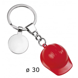 KEYCHAIN RED WORKING HELMET d=30 mm