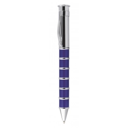 PEN WITH RINGS BLUE AND CHROMED