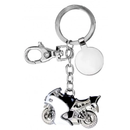 KEY CHAIN MOTORCYCLE WHITE/BLACK -NO BOX