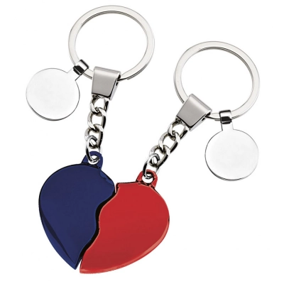 
                                            RED AND BLUE BROKEN HEART KEY RING
                                            