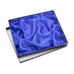 Синяя коробка 280x230x25 с атласной подкладкой и гербом