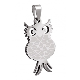 PENDANT STEEL OWL 20x35mm