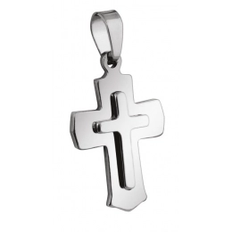 PENDANT CROSS SMALL STEEL 19x30mm