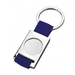 KEY CHAIN FABRIC BLUE SATIN HOLE 25 MM