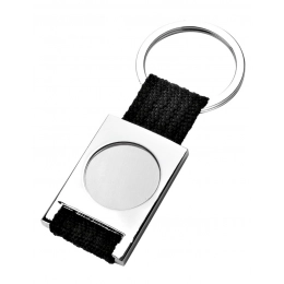 KEY CHAIN FABRIC BLACK SATIN HOLE 25MM