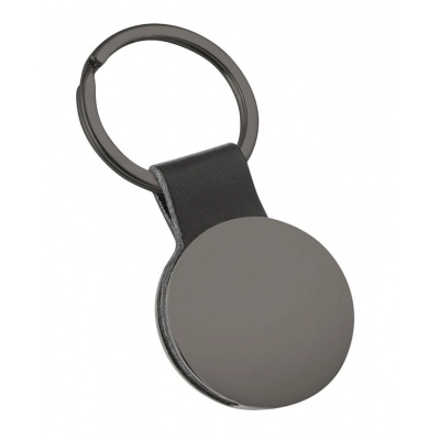 
                                            PORTACHIAVI TONDO BRUNITO E PELLE NERA
                                            