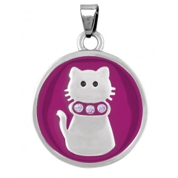 PENDANT STEEL PURPLE CAT - 24.5 mm